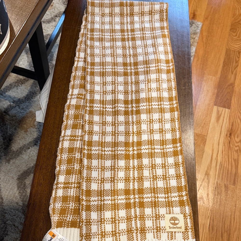 Timberland Checkered Scarf in Mustard and White